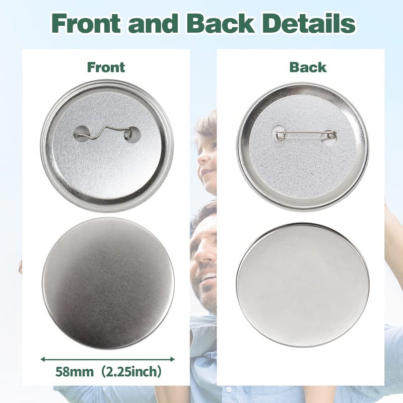 Mostme 200 Sets 2.25 inch Button Maker Supplies  58mm Button Supplies Button Parts Button Badge Part  Button Making Supplies  Includes Metal Button Pin Back Cover  Metal Shells  Blank Paper&Clear Film - Image 3
